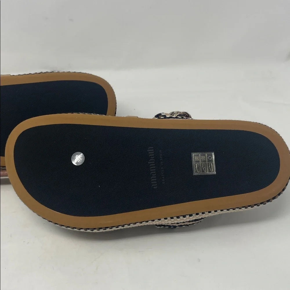 Amambaih Paris Daniela Braided Slip-On Sandals in Black and Tan Size 5.5